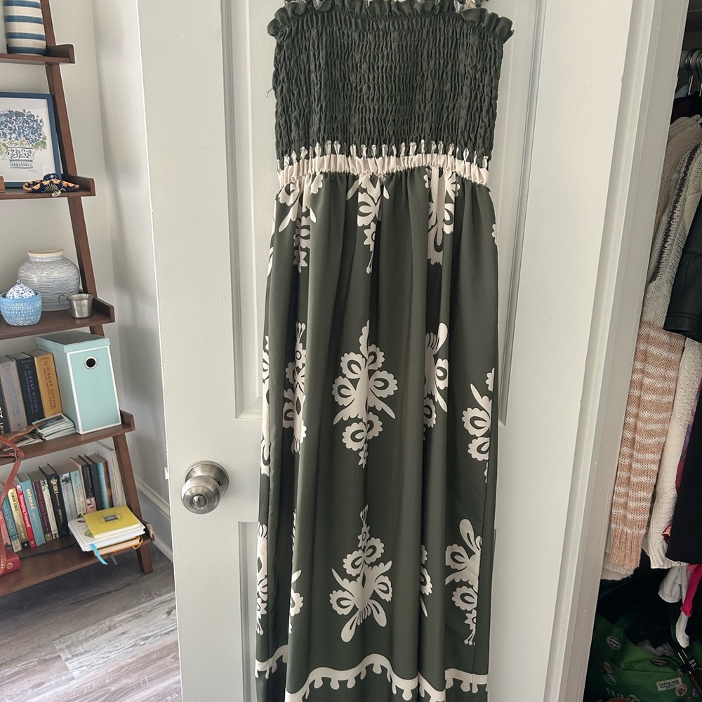 Unk Olive and Cream Maxi Dress